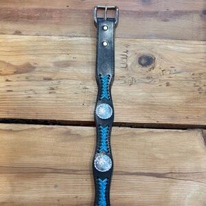 New! CIRCLE Y 36 Turquoise Stitch Silver Conchos Western Belt Leather